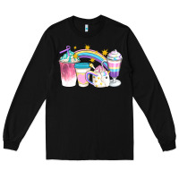 Black Unicorn Coffee Cups Long Sleeve Tee - Artiststas