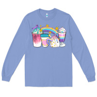 Colony Blue Unicorn Coffee Cups Long Sleeve Tee - Artiststas