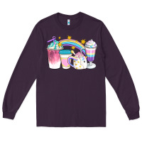 Plum Unicorn Coffee Cups Long Sleeve Tee - Artiststas