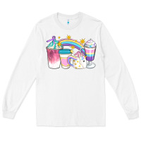 White Unicorn Coffee Cups Long Sleeve Tee - Artiststas