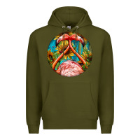 Army Green flamingos with western background Premium Hoodie - BarkalooDesign