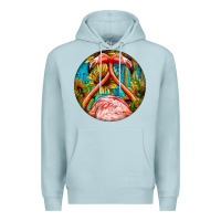 Blue Mist flamingos with western background Premium Hoodie - BarkalooDesign