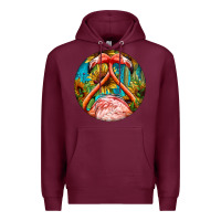 Burgundy flamingos with western background Premium Hoodie - BarkalooDesign