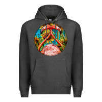Charcoal Heather flamingos with western background Premium Hoodie - BarkalooDesign