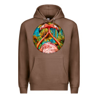 Chestnut flamingos with western background Premium Hoodie - BarkalooDesign