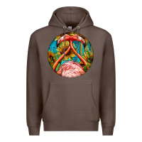 Coffee flamingos with western background Premium Hoodie - BarkalooDesign