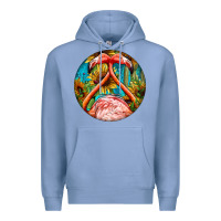 Colony Blue flamingos with western background Premium Hoodie - BarkalooDesign