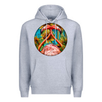 Heather Grey flamingos with western background Premium Hoodie - BarkalooDesign