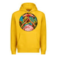 Lemon flamingos with western background Premium Hoodie - BarkalooDesign