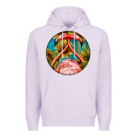 Lilac flamingos with western background Premium Hoodie - BarkalooDesign