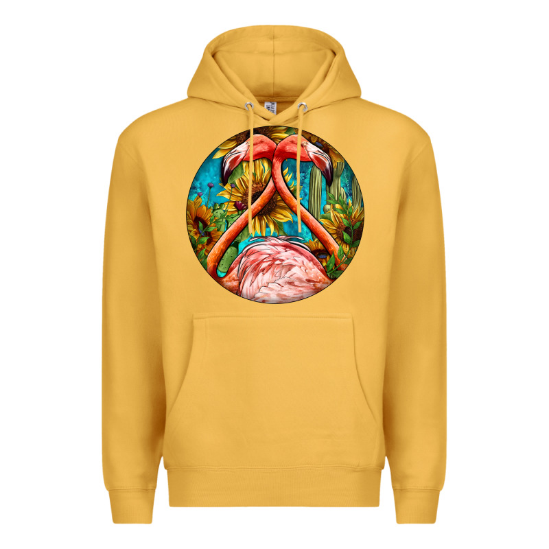 Flamingos With Western Background Premium Hoodie by BarkalooDesign | Teevron