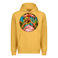 Mustard flamingos with western background Premium Hoodie - BarkalooDesign