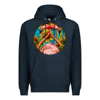 Navy flamingos with western background Premium Hoodie - BarkalooDesign