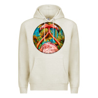 Oatmeal Heather flamingos with western background Premium Hoodie - BarkalooDesign