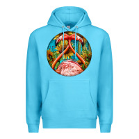 Ocean Blue flamingos with western background Premium Hoodie - BarkalooDesign