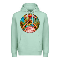 Seafoam flamingos with western background Premium Hoodie - BarkalooDesign