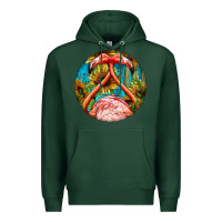 Sports Green flamingos with western background Premium Hoodie - BarkalooDesign