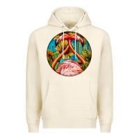 Tofu flamingos with western background Premium Hoodie - BarkalooDesign