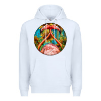 White flamingos with western background Premium Hoodie - BarkalooDesign