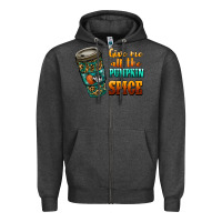 Charcoal Heather watercolor give me all the pumpkin spice Zipper Hoodie - RanaPortraitStore