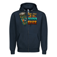 Navy watercolor give me all the pumpkin spice Zipper Hoodie - RanaPortraitStore