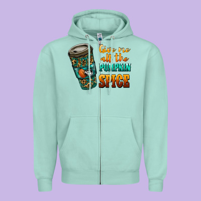 Watercolor Give Me All The Pumpkin Spice Zipper Hoodie Designed By Ranaportraitstore