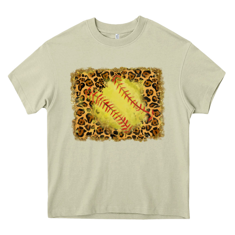 Watercolor Glitter Leopard Softball Background Heavy Core Tee by RanaPortraitStore | Teevron