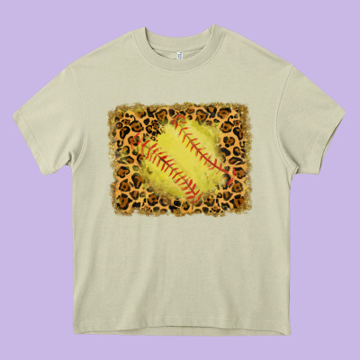 Watercolor Glitter Leopard Softball Background Heavy Core Tee Designed By Ranaportraitstore