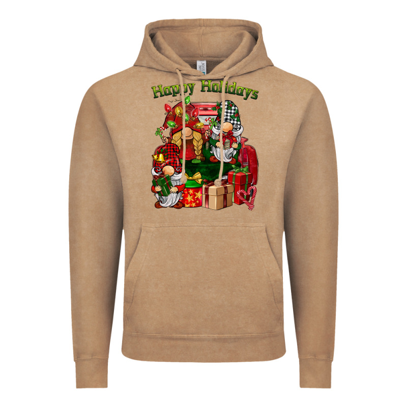 Happy Holidays Gnomes Truck Vintage Hoodie by BarkalooDesign | Teevron
