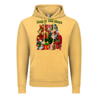 Vintage Mustard happy holidays gnomes truck Vintage Hoodie - BarkalooDesign