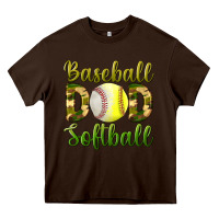 Chocolate Brown Baseball Dad Softball Heavy Core Tee - BundleAndBundleShop