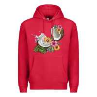 Cardinal coconut with tropical leavers and flowers Premium Hoodie - BarkalooDesign