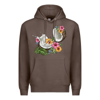 Coffee coconut with tropical leavers and flowers Premium Hoodie - BarkalooDesign