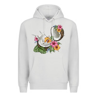 Dove Grey coconut with tropical leavers and flowers Premium Hoodie - BarkalooDesign