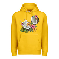 Lemon coconut with tropical leavers and flowers Premium Hoodie - BarkalooDesign