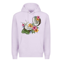 Lilac coconut with tropical leavers and flowers Premium Hoodie - BarkalooDesign