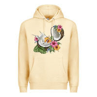 Pina Colada coconut with tropical leavers and flowers Premium Hoodie - BarkalooDesign