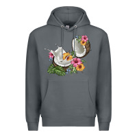 Rock coconut with tropical leavers and flowers Premium Hoodie - BarkalooDesign