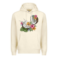 Sandshell coconut with tropical leavers and flowers Premium Hoodie - BarkalooDesign