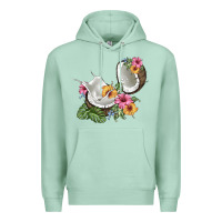 Seafoam coconut with tropical leavers and flowers Premium Hoodie - BarkalooDesign