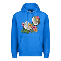 True Royal coconut with tropical leavers and flowers Premium Hoodie - BarkalooDesign