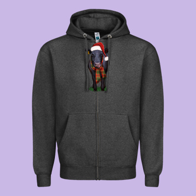 Black Angus Zipper Hoodie Designed By Ranaportraitstore