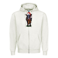Oatmeal Heather black angus Zipper Hoodie - RanaPortraitStore