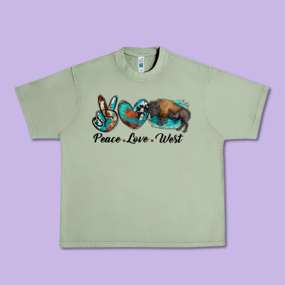Peace Love West Bison Urban Heavy Tee Designed By Ranaportraitstore