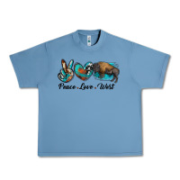 Pebble Blue peace love west bison Urban Heavy Tee - RanaPortraitStore