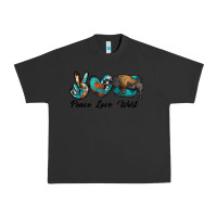 Pigment Black peace love west bison Urban Heavy Tee - RanaPortraitStore