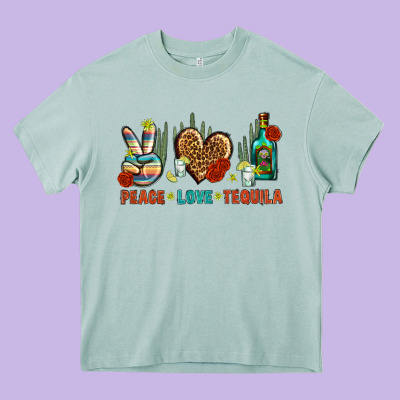 Peace Love Tequila Heavy Core Tee Designed By Bundleandbundleshop