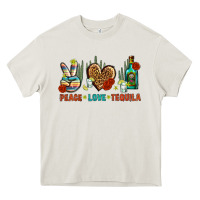 Cream Peace Love Tequila Heavy Core Tee - BundleAndBundleShop