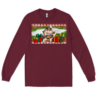 Burgundy Stocked christmas farm Long Sleeve Tee - Artiststas