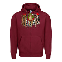 Burgundy christmas heifers back view Zipper Hoodie - RanaPortraitStore